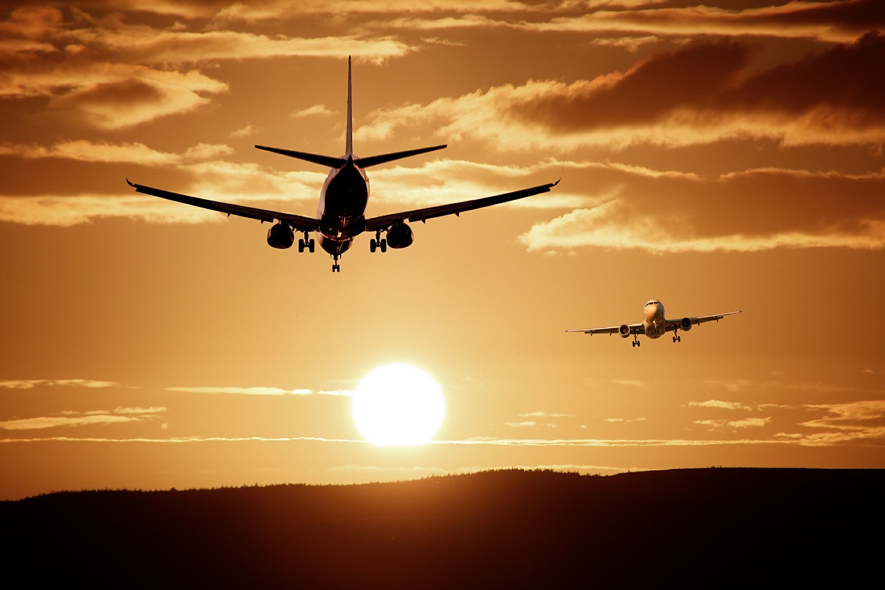 aircraft flying into sunset ex EU