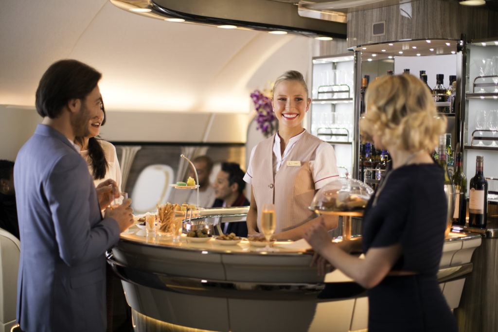 Emirates A380 on board lounge