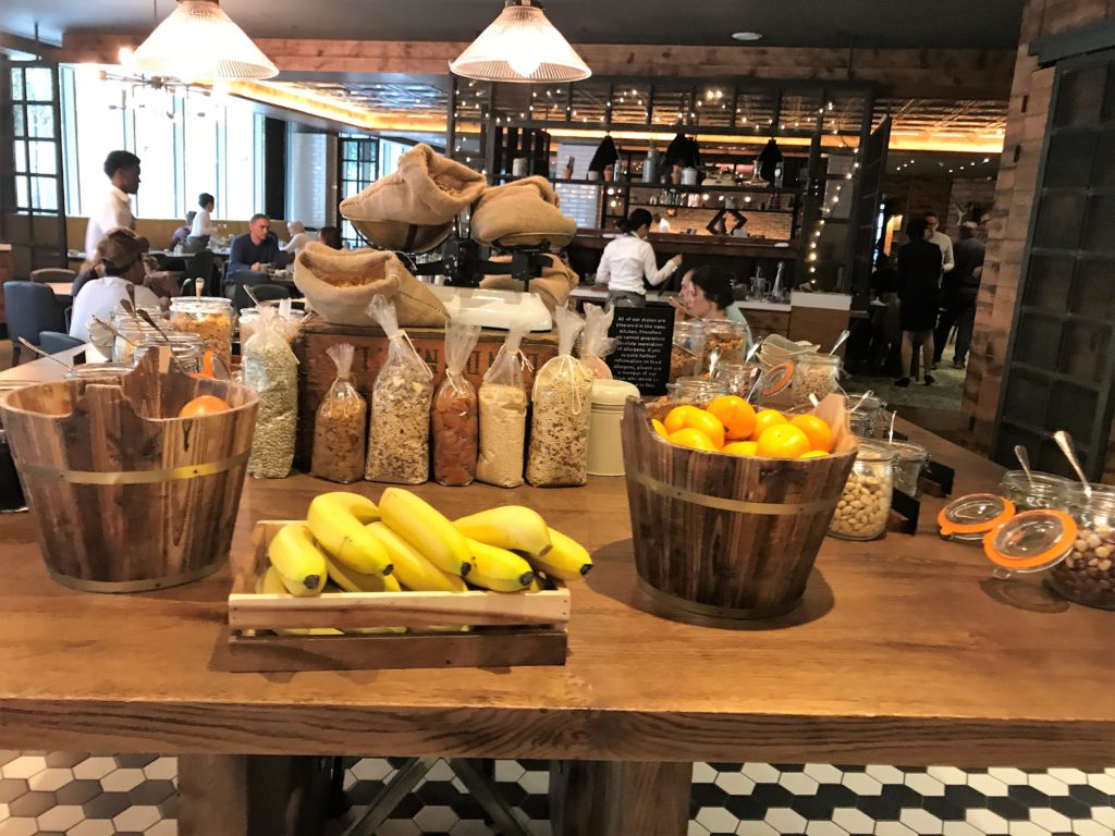 Breakfast selections at the Hilton Bankside