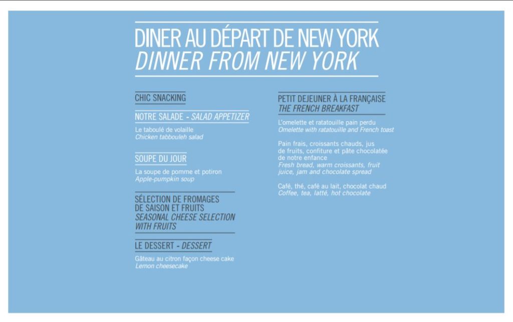 New York menu