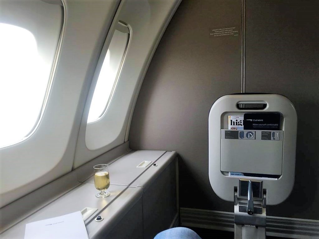 BA B747 upper deck Club world review british airways 64K