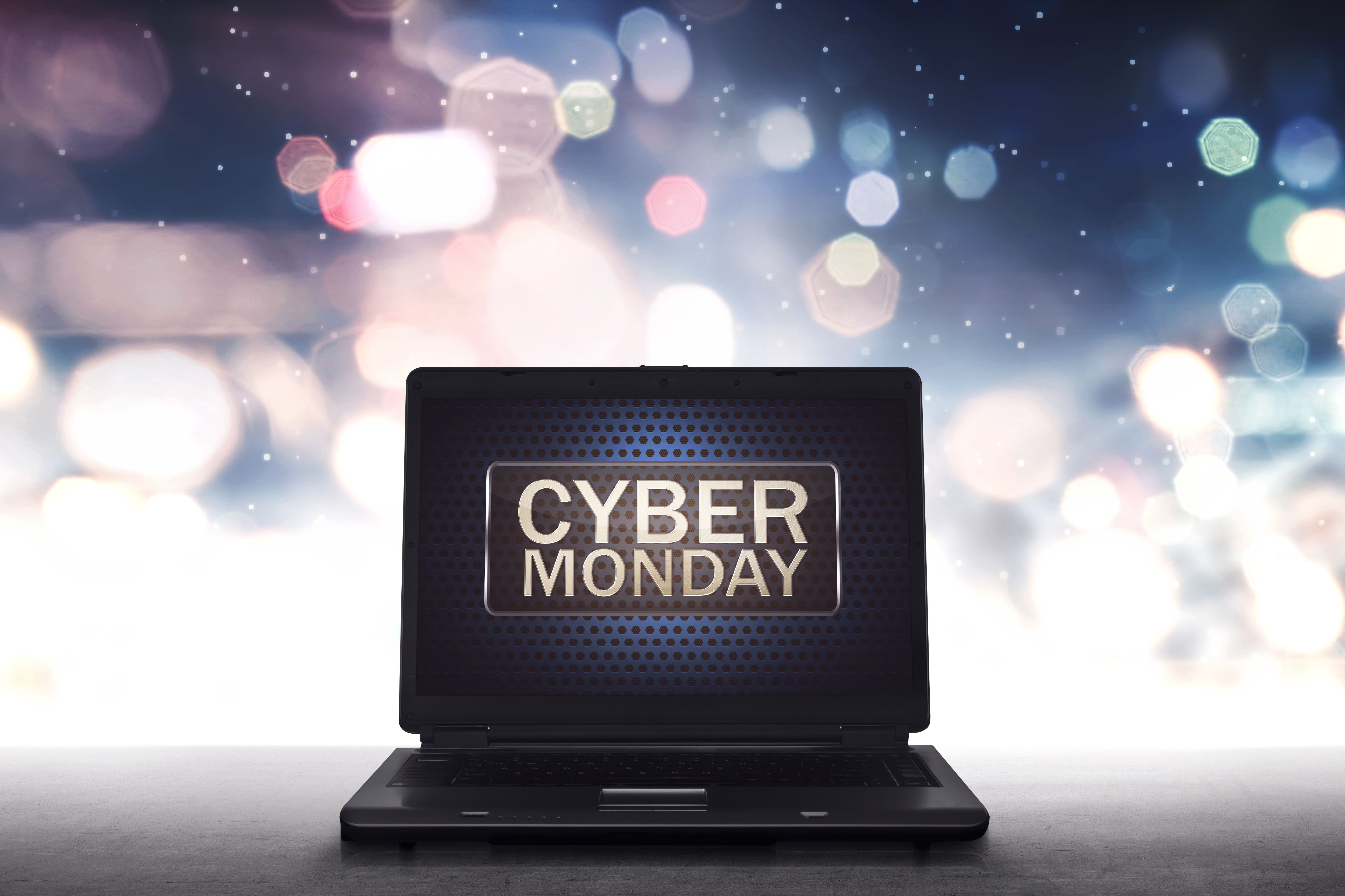 Cyber Monday label on laptop computer