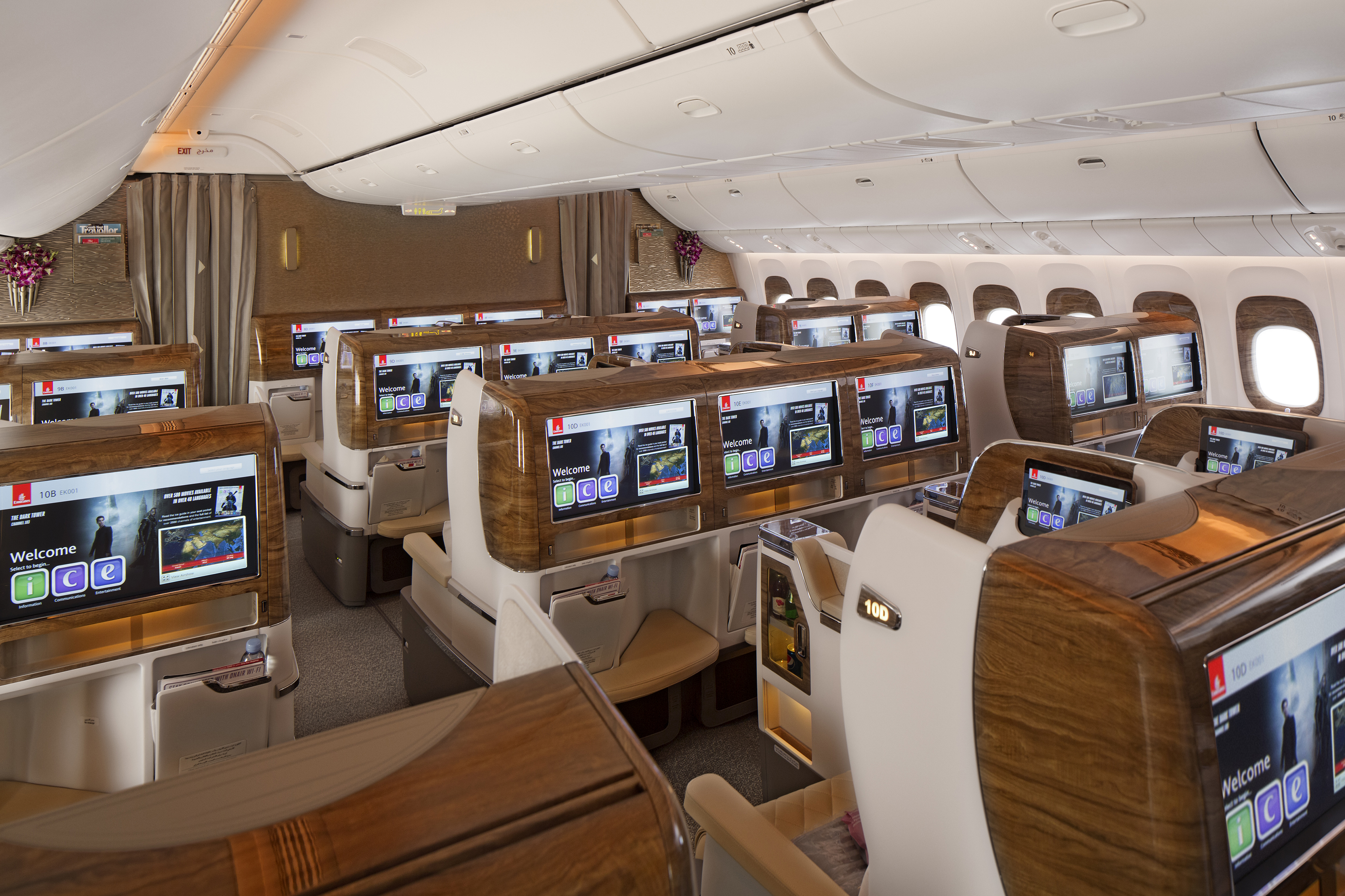 Emirates new business class cabin seats Dubai airshow 201