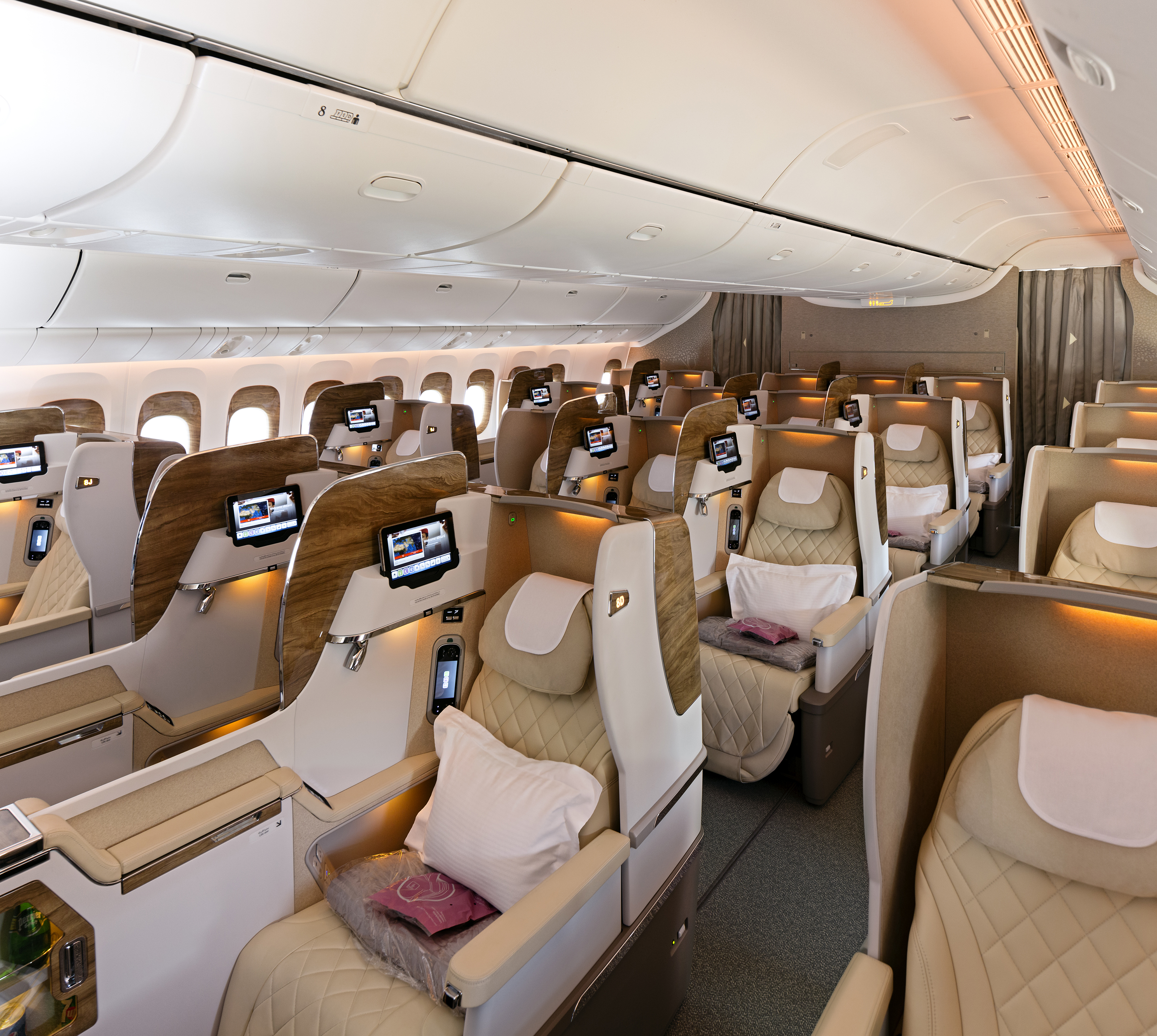 Emirates new business class cabin seats Dubai airshow 2017