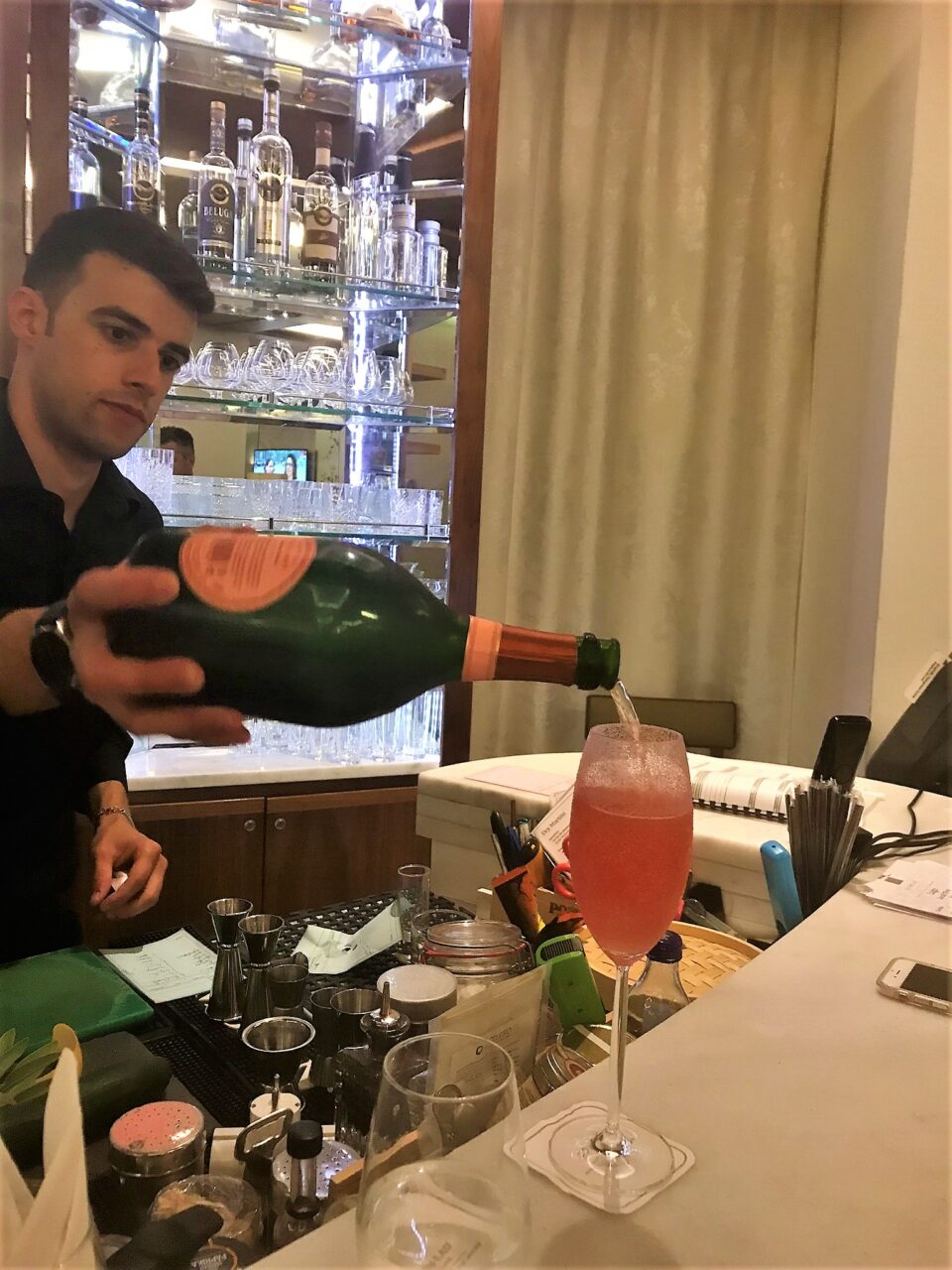 The barman finished off Roving Reporters cocktail