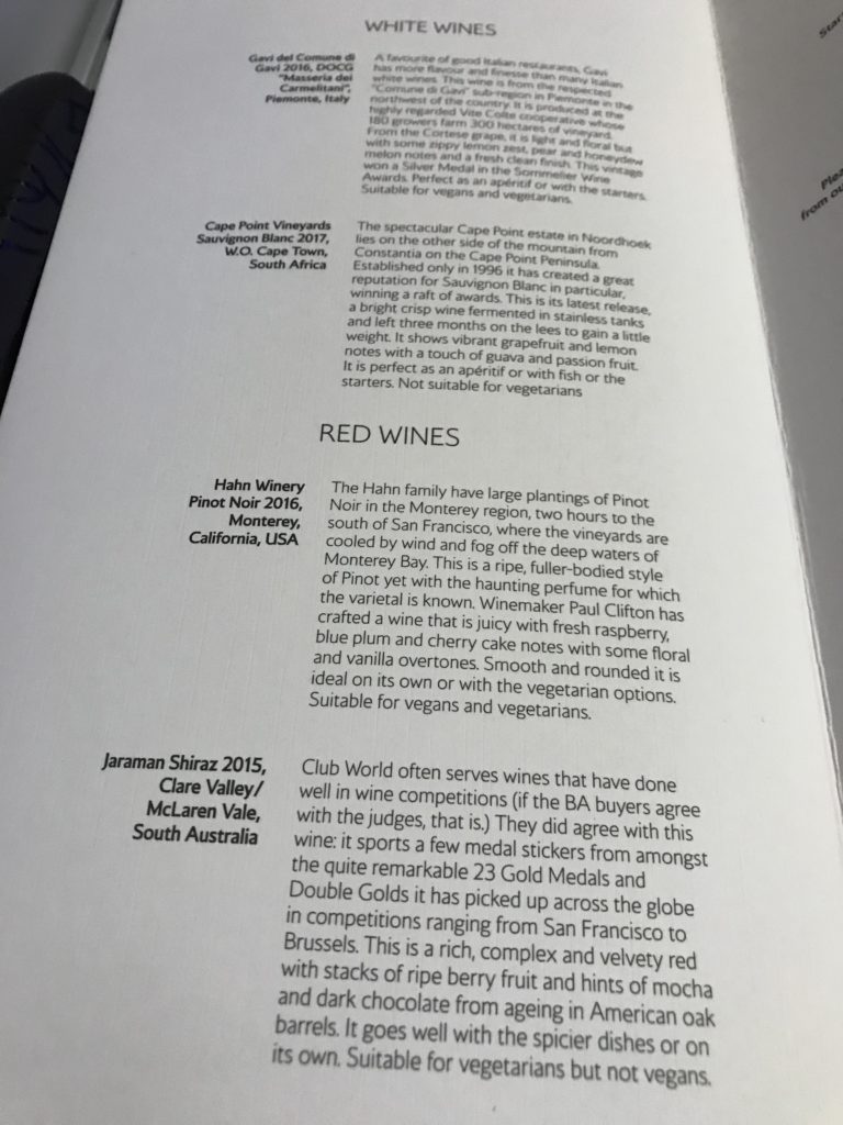 BA new club world night flight food review