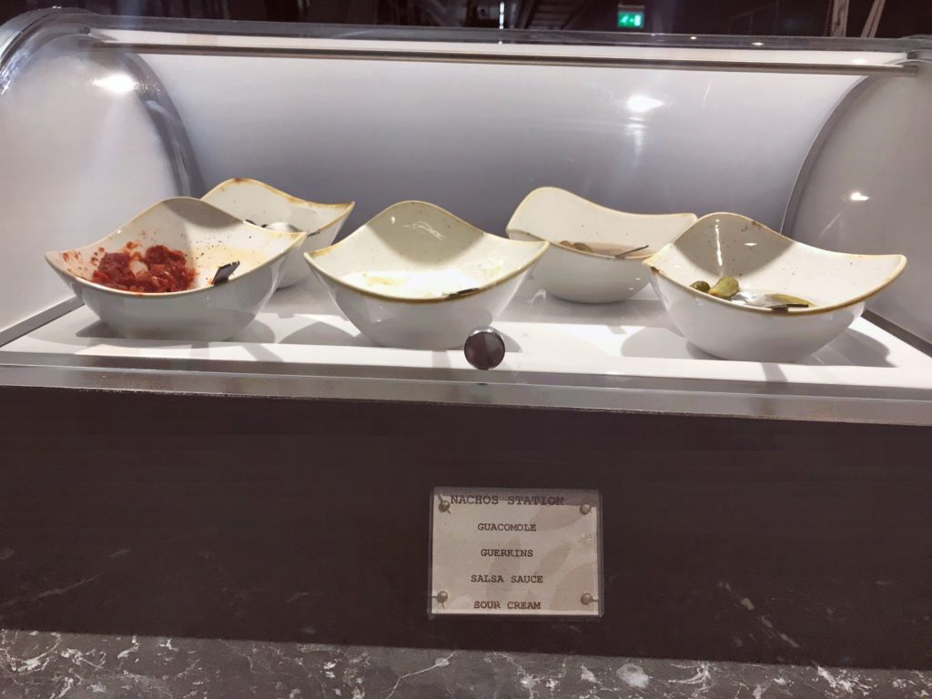 Plaza Premium lounge Heathrow Terminal 5 review nacho bar Plaza Premium lounge Heathrow Terminal 5 review nacho bar