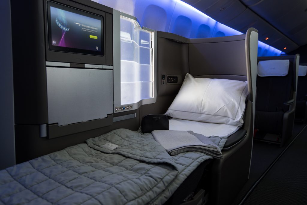 BA Gatwick new B777 club world seat with bedding