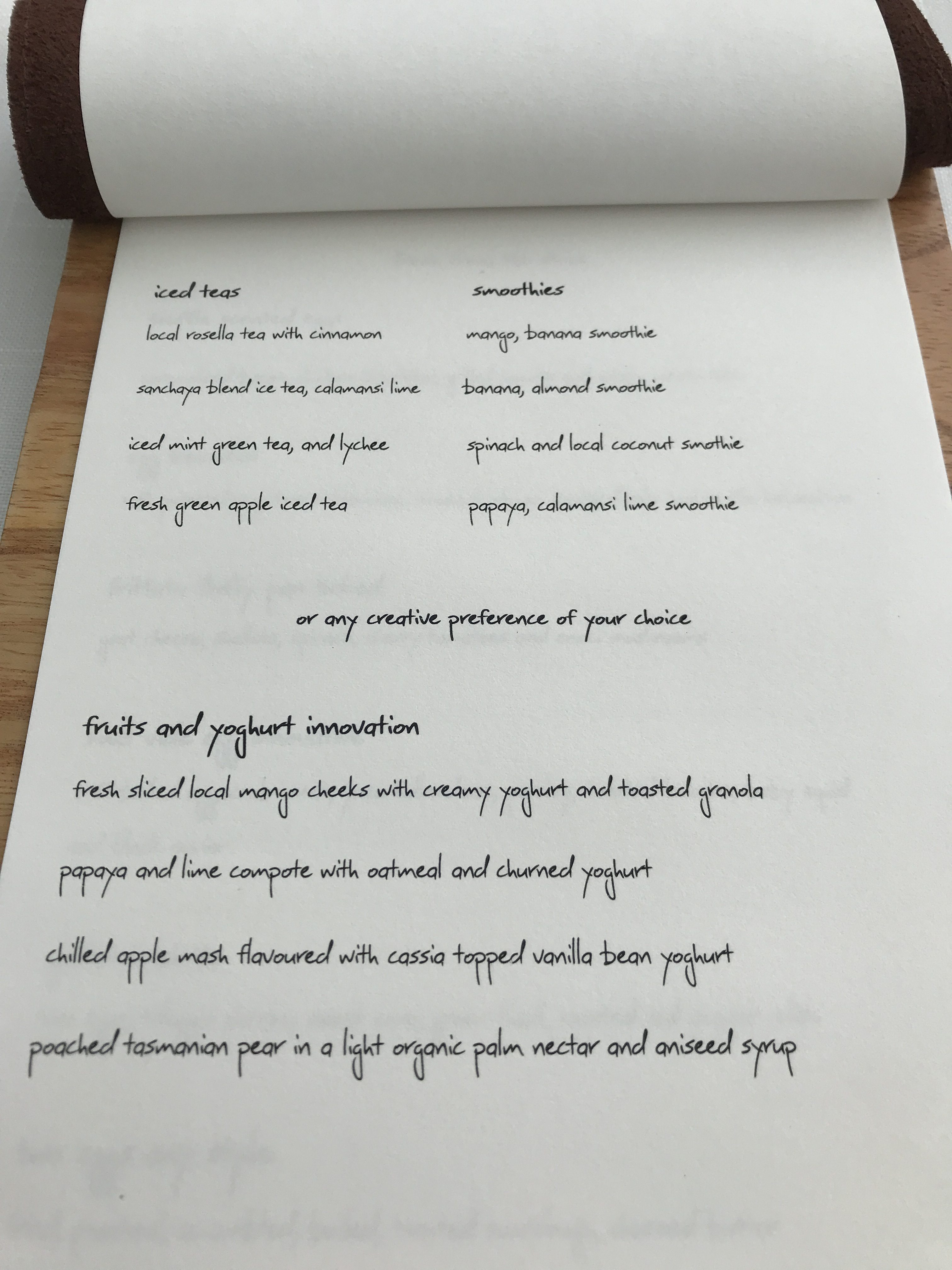 The Sanchaya review breakfast menu