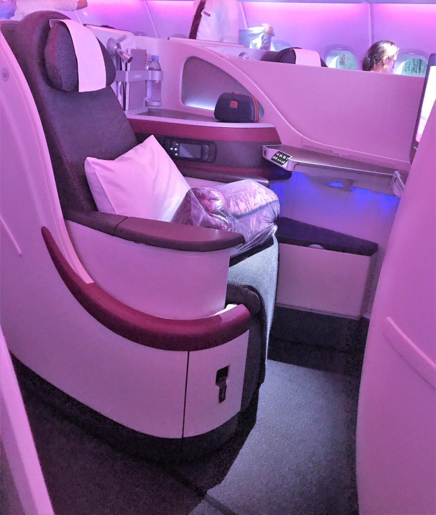 Qatar A380 business class review - Doha to London night flight