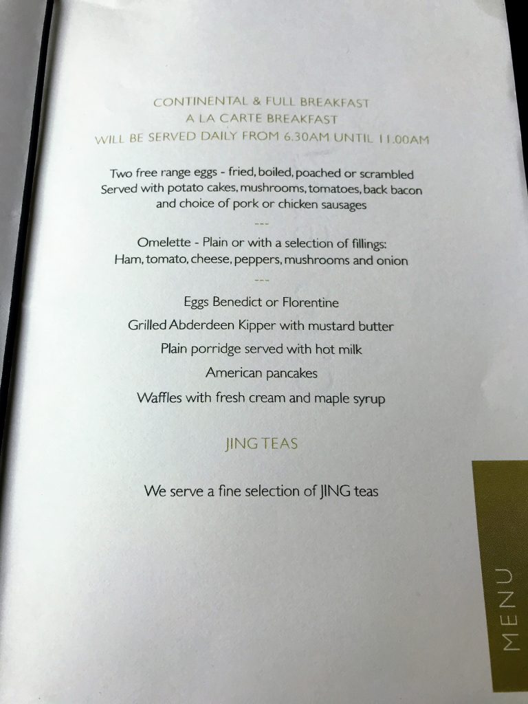 Intercontinental London Park Lane review breakfast menu