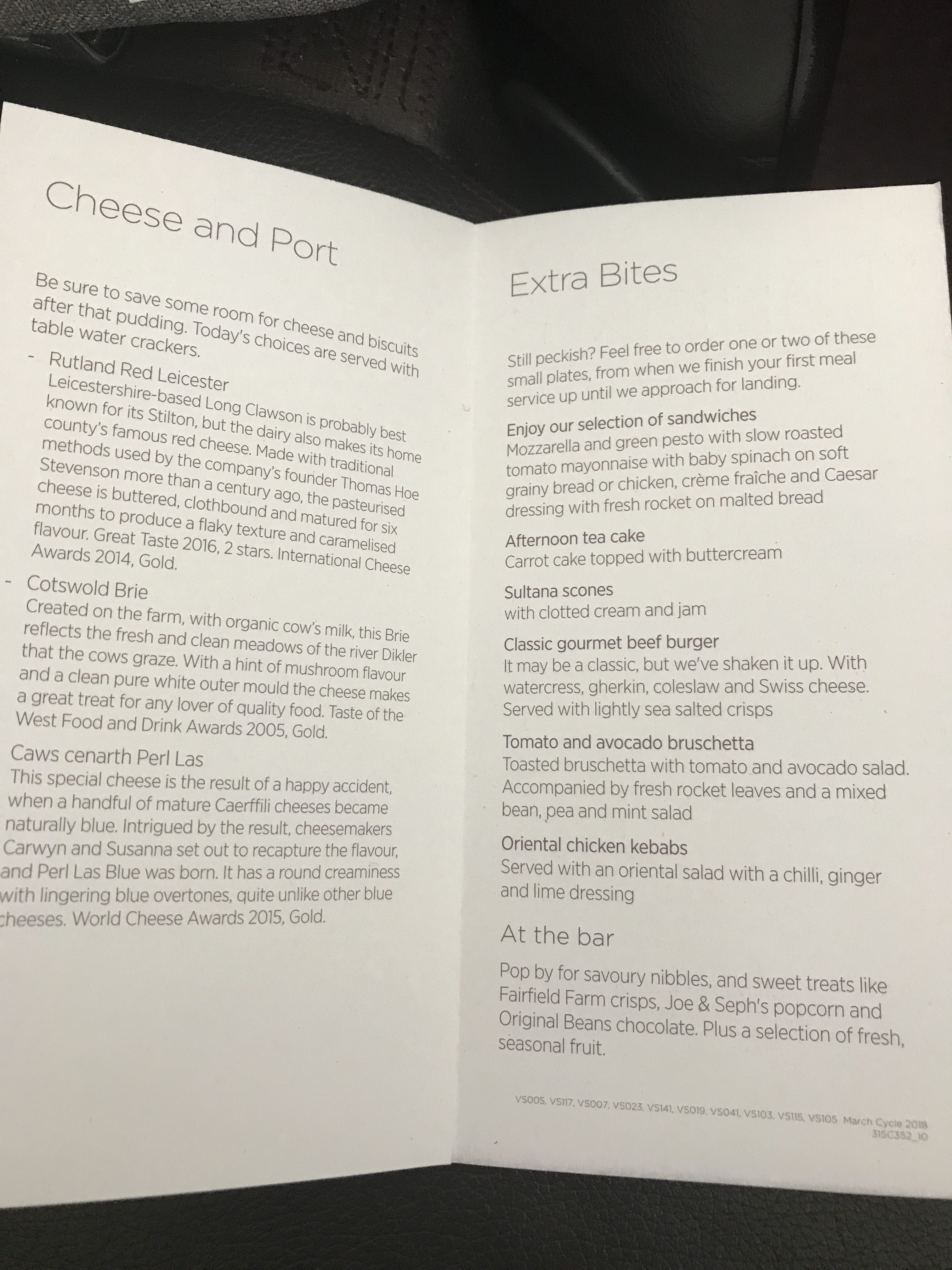 Virgin Atlantic B787 Upper Class Heathrow to Los Angeles review menu