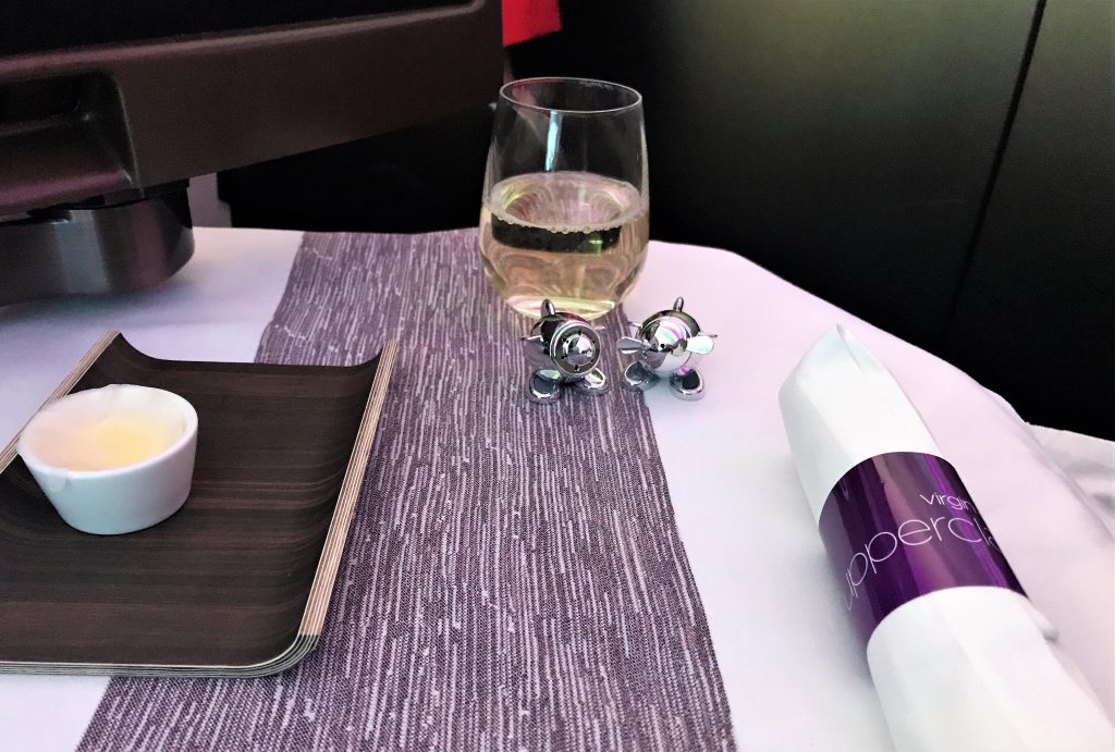 Virgin Atlantic B787 Upper Class Heathrow to Los Angeles review laid up table