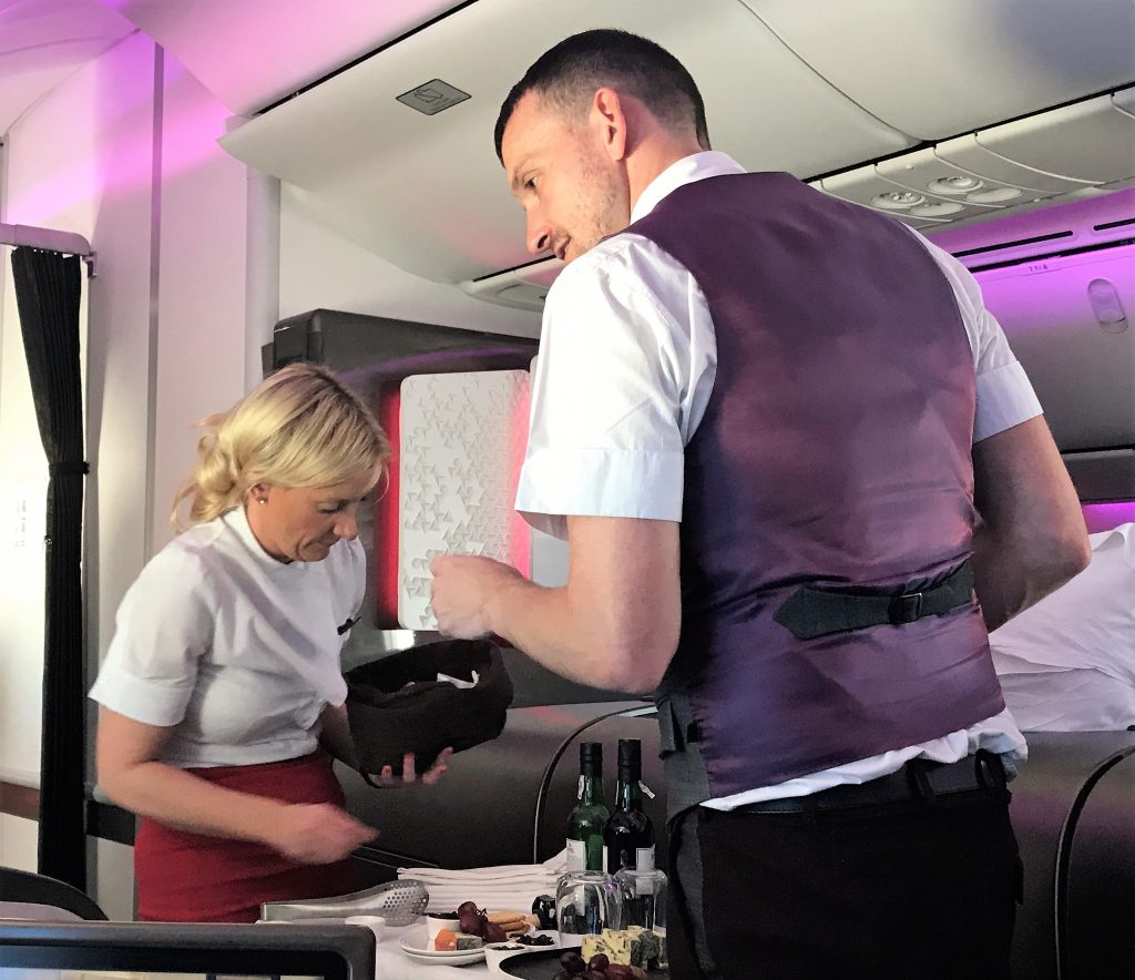 Virgin Atlantic B787 Upper Class Heathrow to Los Angeles review cheese trolley