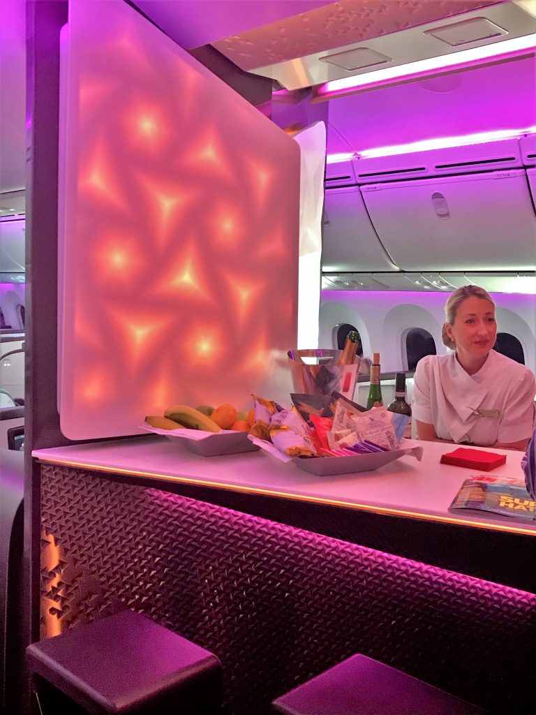 Virgin Atlantic B787 Upper Class Heathrow to Los Angeles review bar