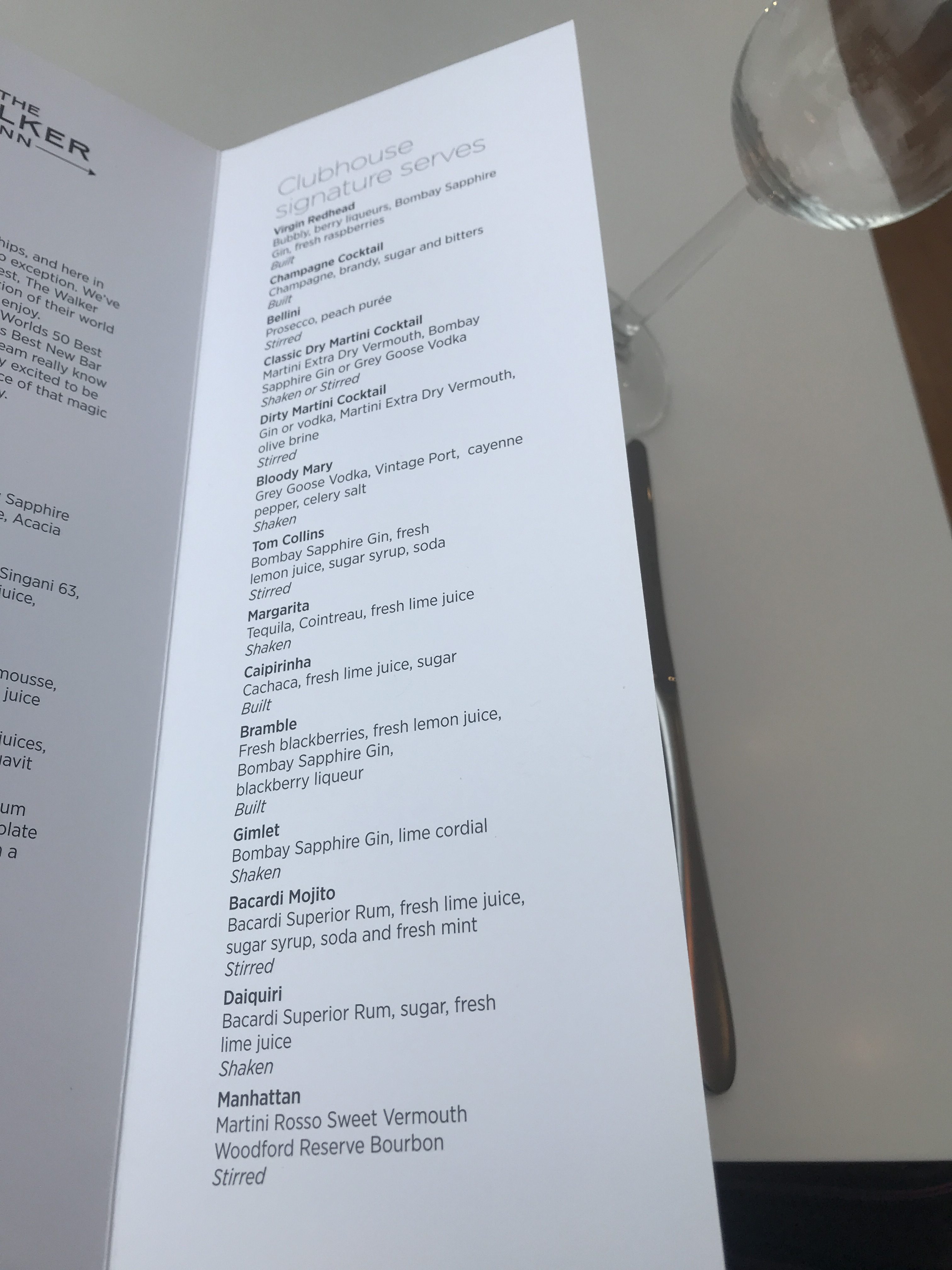 Virgin Atlantic B787 Upper Class night flight review cocktail list