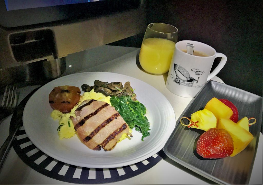 Virgin Atlantic B787 Upper Class night flight review breakfast