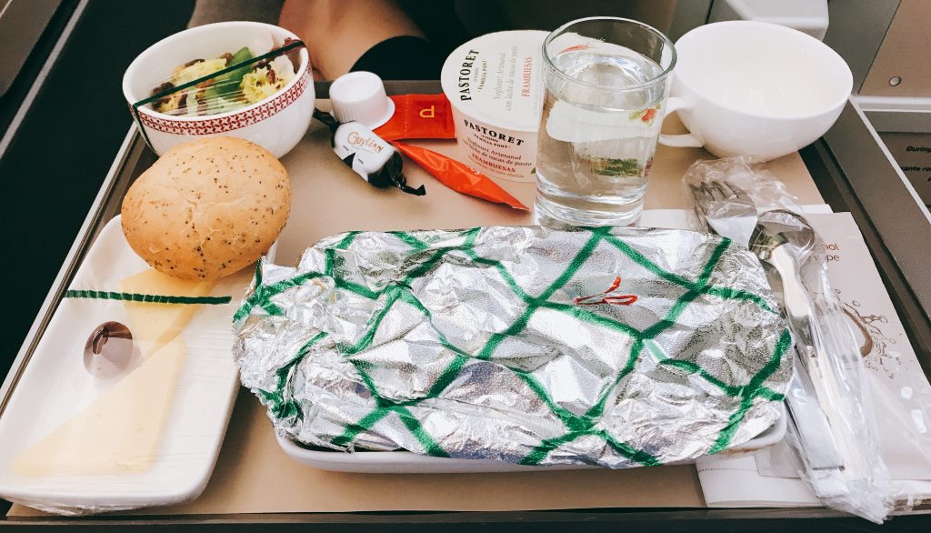 Iberia A350 business class short haul full review meal tray