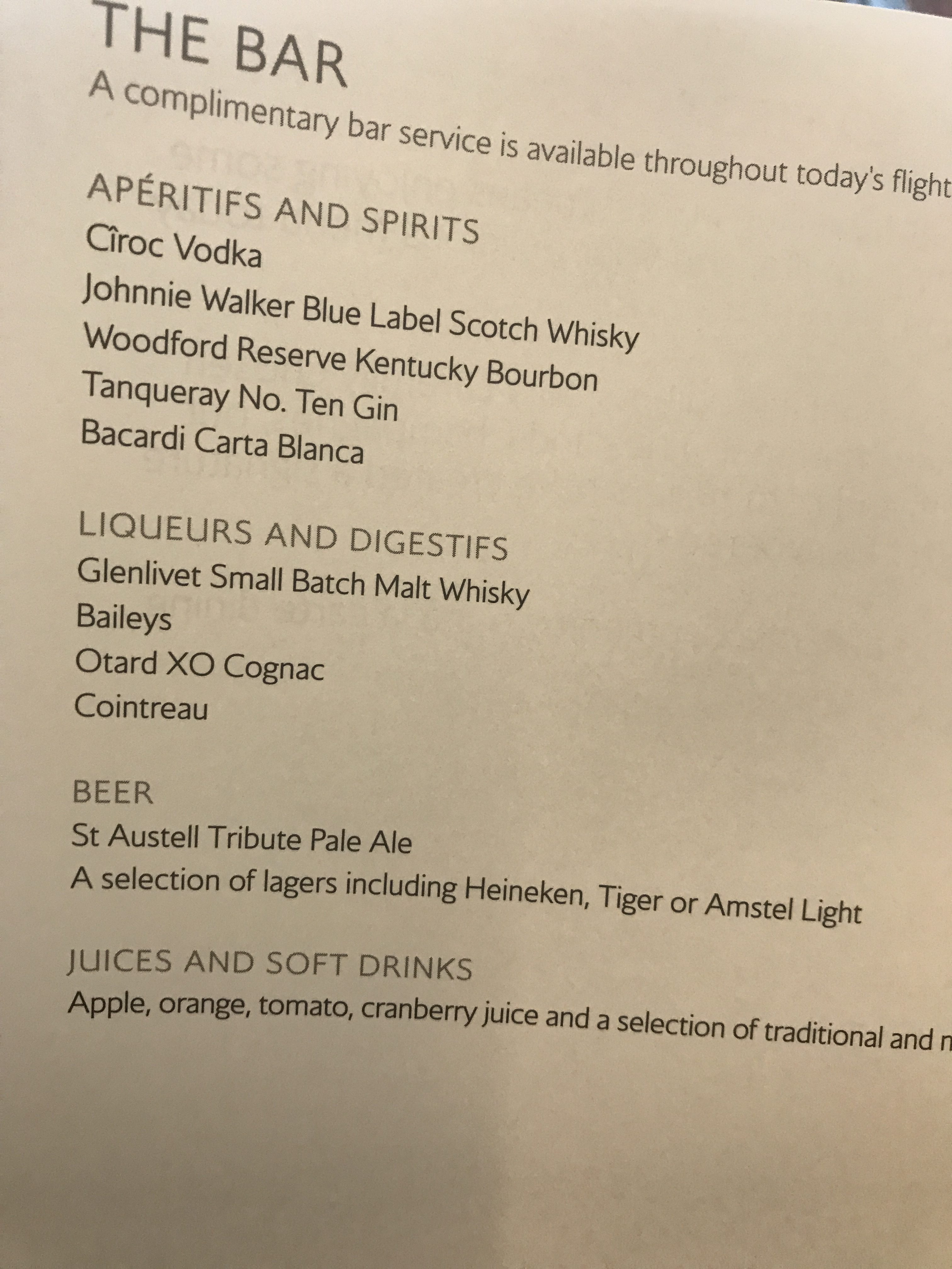 British Airways B747 First class review to New York wine list