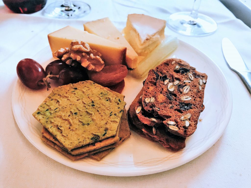 British Airways B747 First class review to New York cheese plate