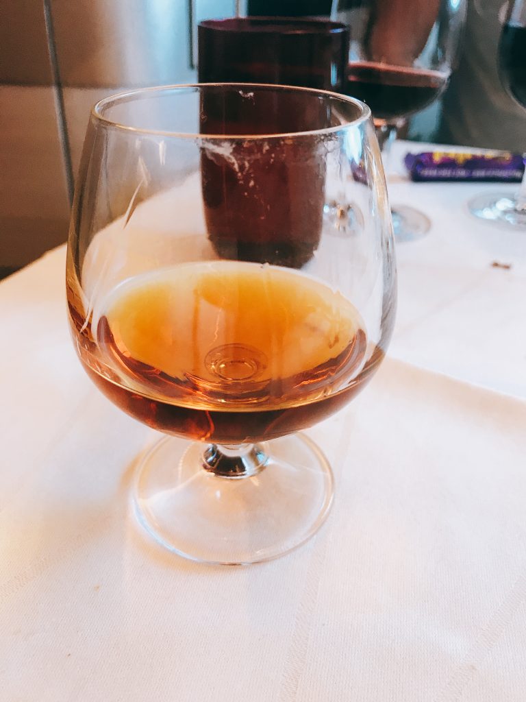 British Airways B747 First class review to New York cognac