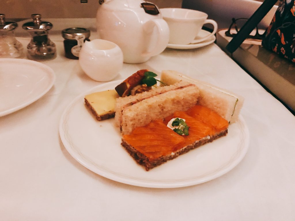 British Airways B747 First class review to New York Afternoon tea sandwiches