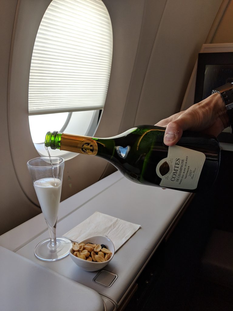 Malaysia Airlines A350 London – Kuala Lumpur First Class review champagne