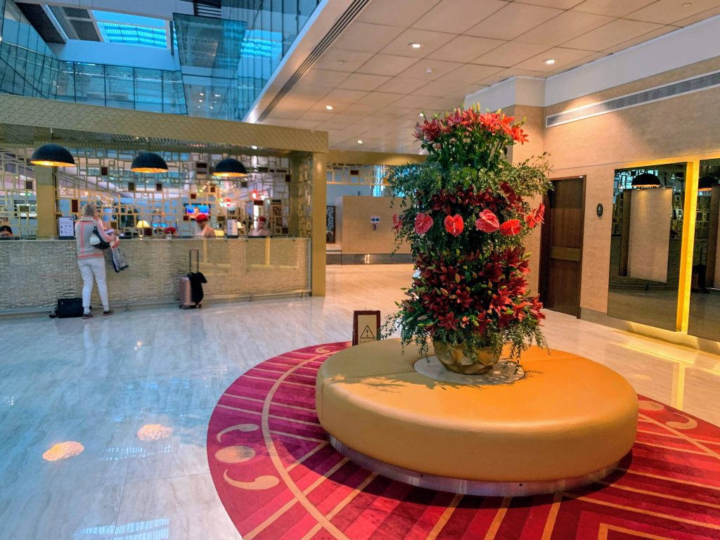 The Emirates First Class Lounge reception