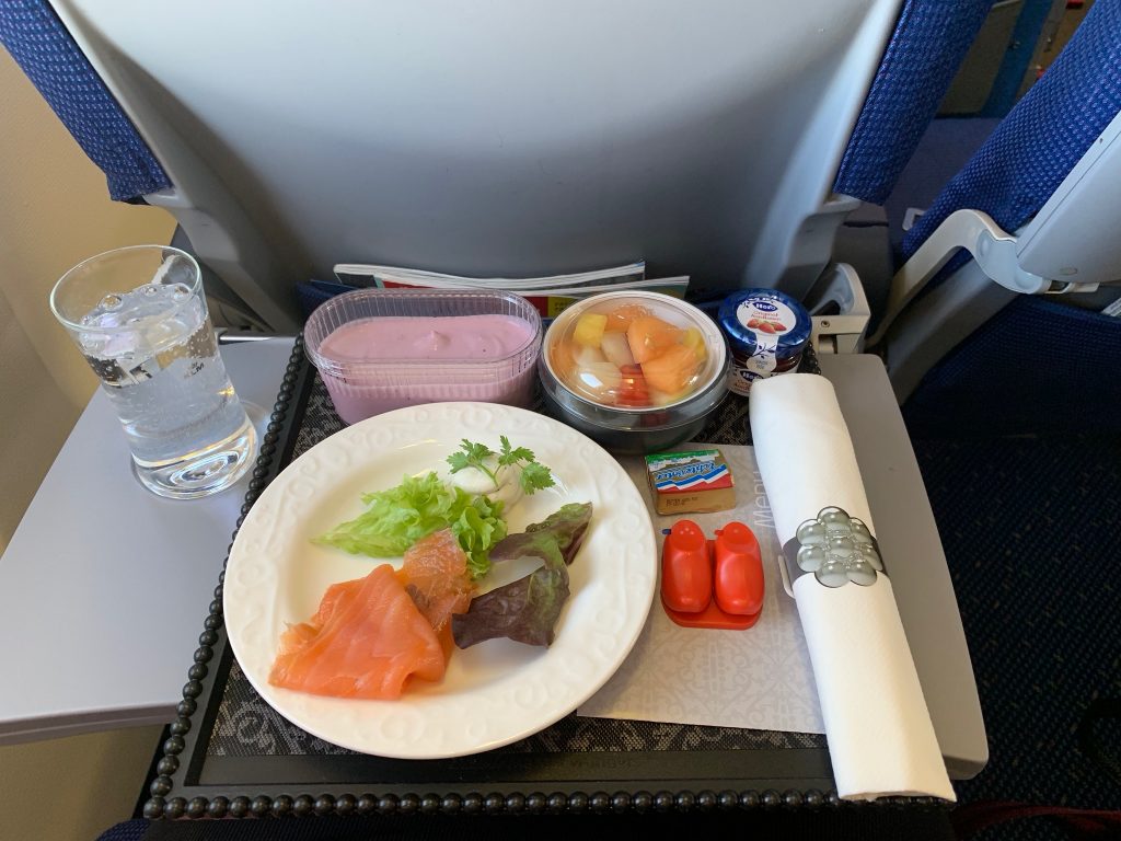 Delicious smoked salmon on KLM Birmingham to Amsterdam Business class