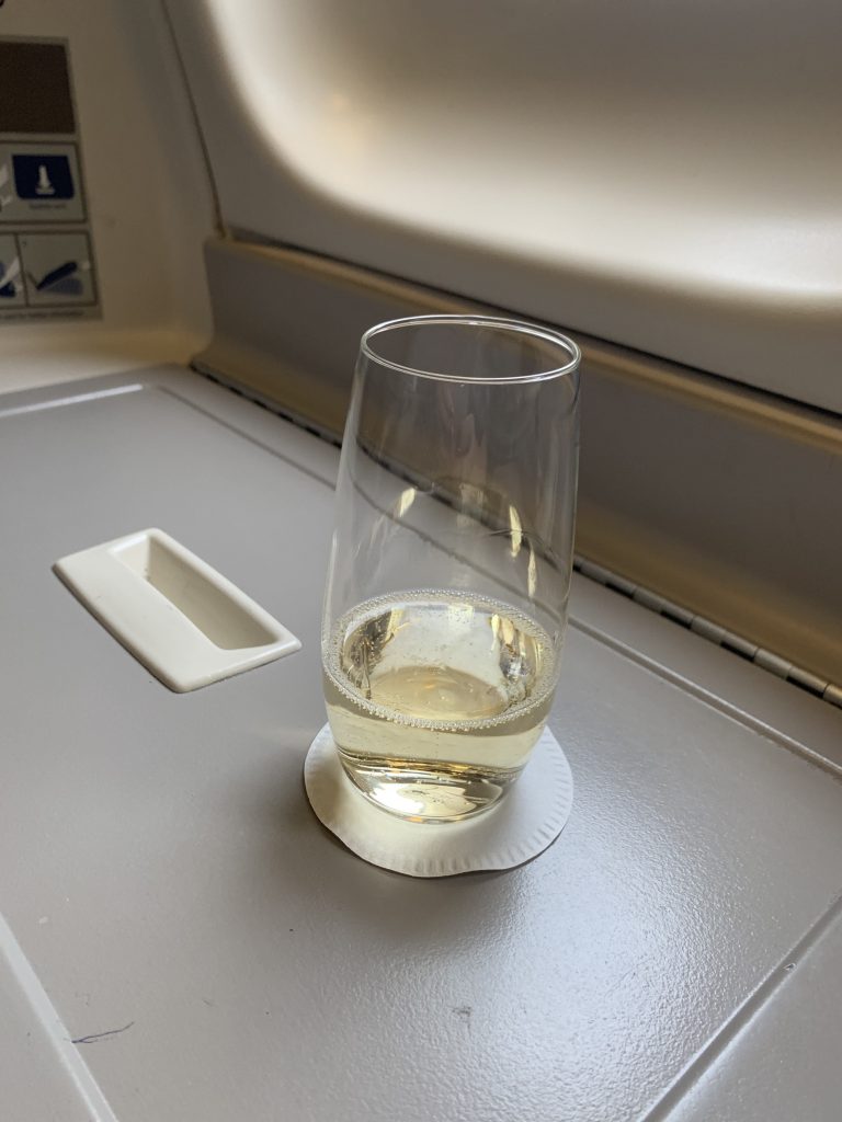 British Airways Club World upper deck champagne 