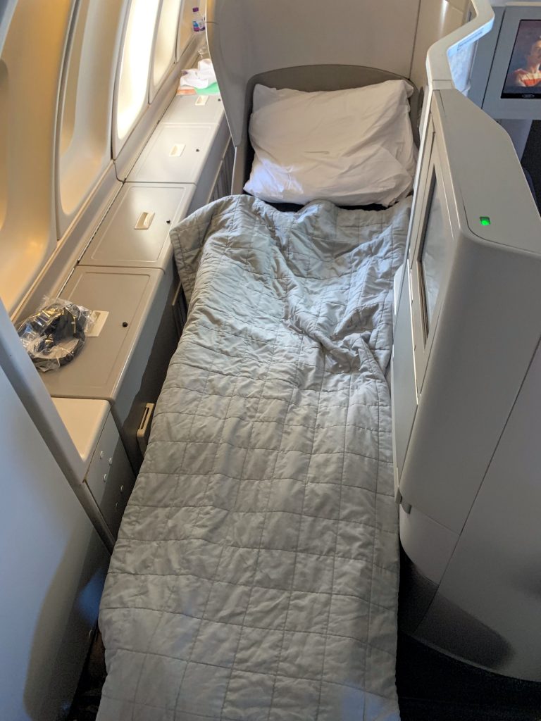 British Airways Club World upper deck Full flat bed