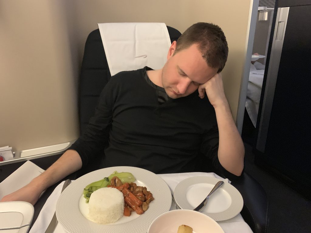 sleeping at British Airways A380 new First Class  