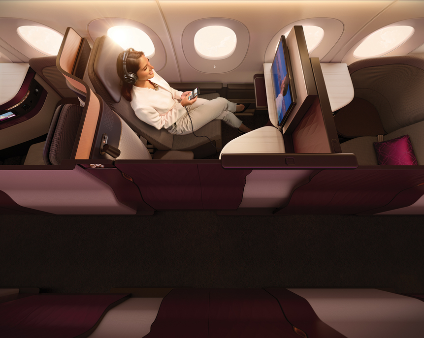 Qatar Airways QSuite business class from above