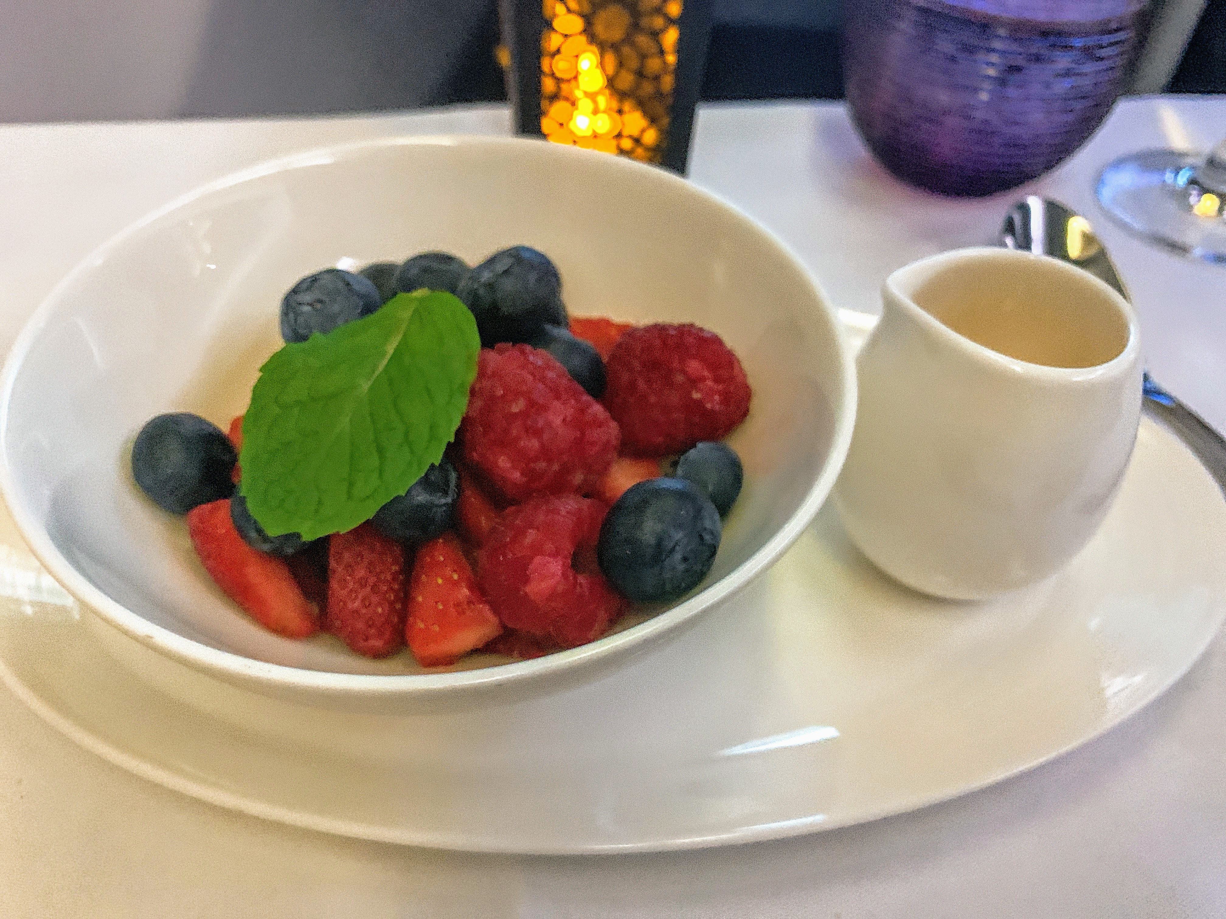 Berries with elderflower syrup