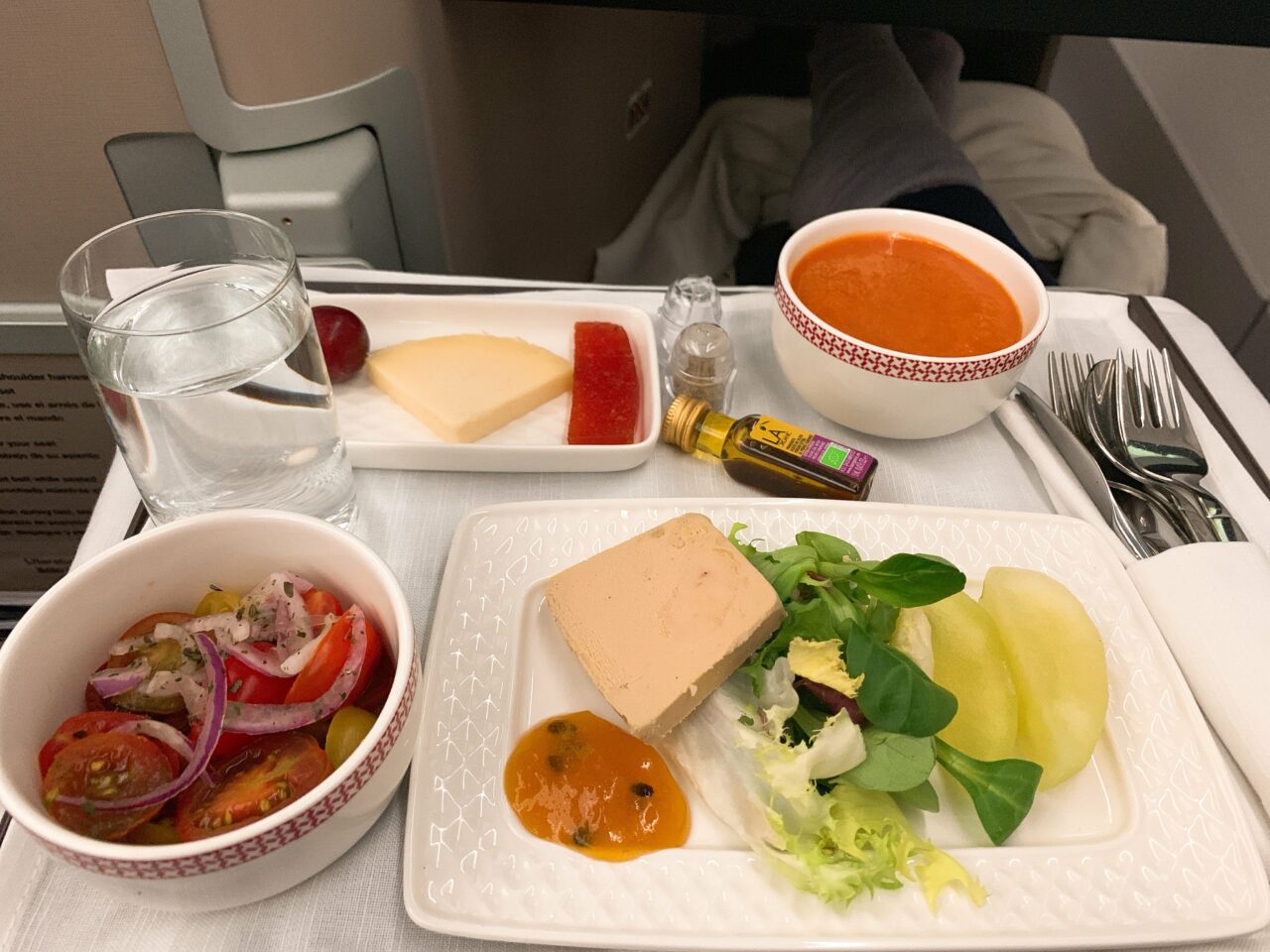 Iberia A350 business class meal 