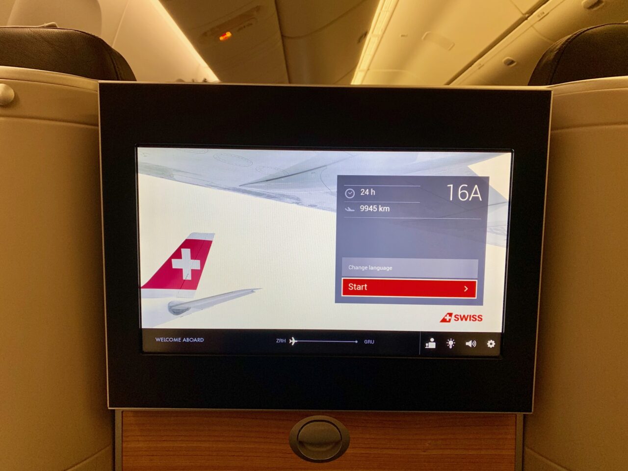 Swiss business class IFE Screen