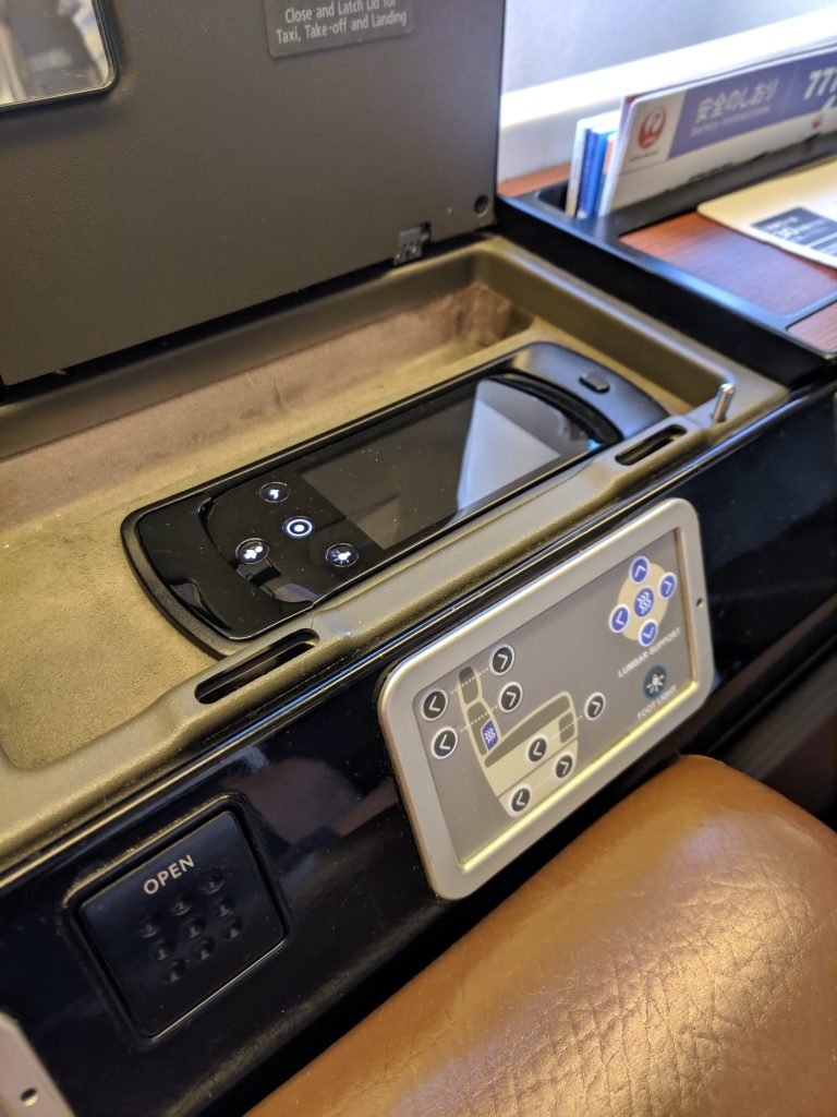 Japan Airlines First Class more seat controls