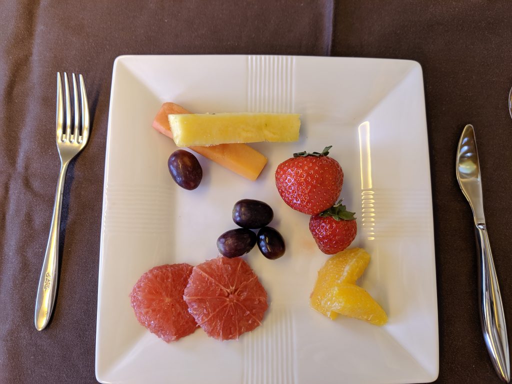 Japan Airlines First Class fruit 