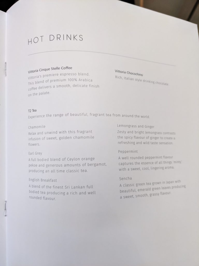 Qantas A380 First Class Menu