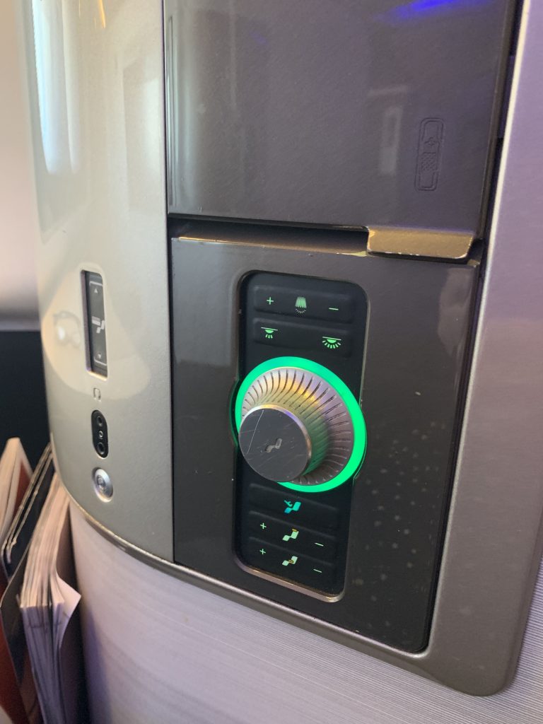 British Airways First Class seat control