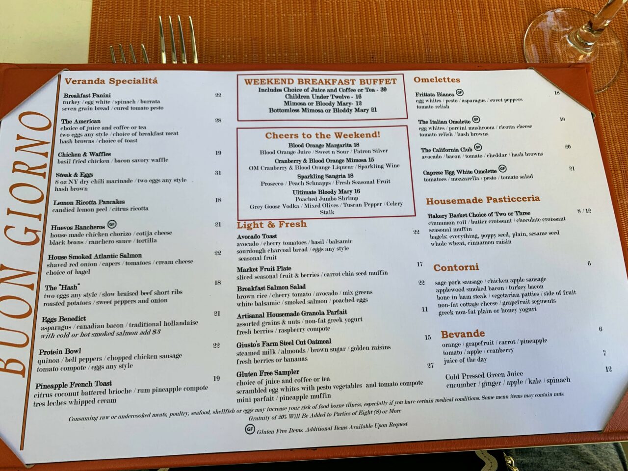 Buon Giorno Menu