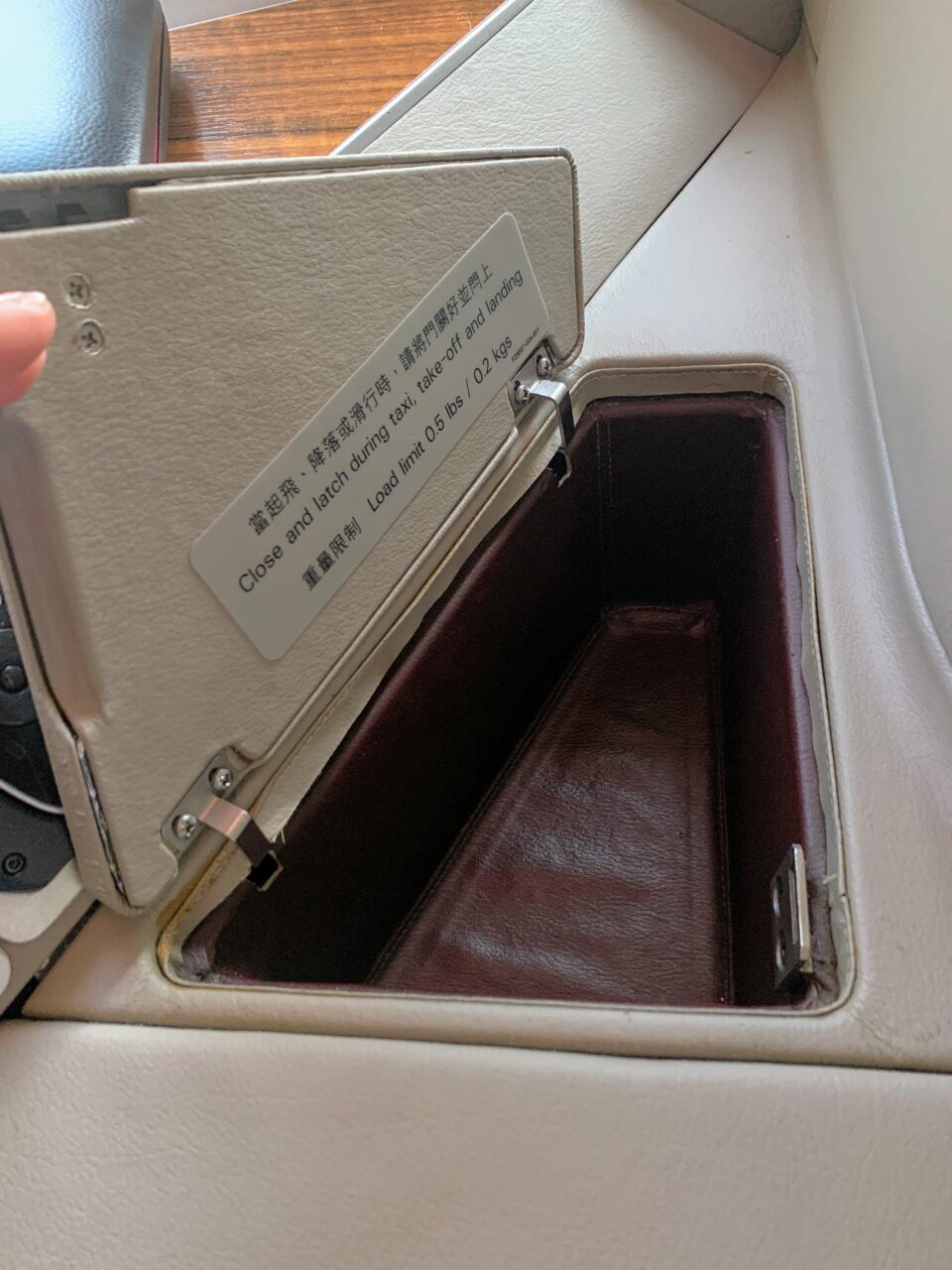 Cathay Pacific B777-300 First class storage bin