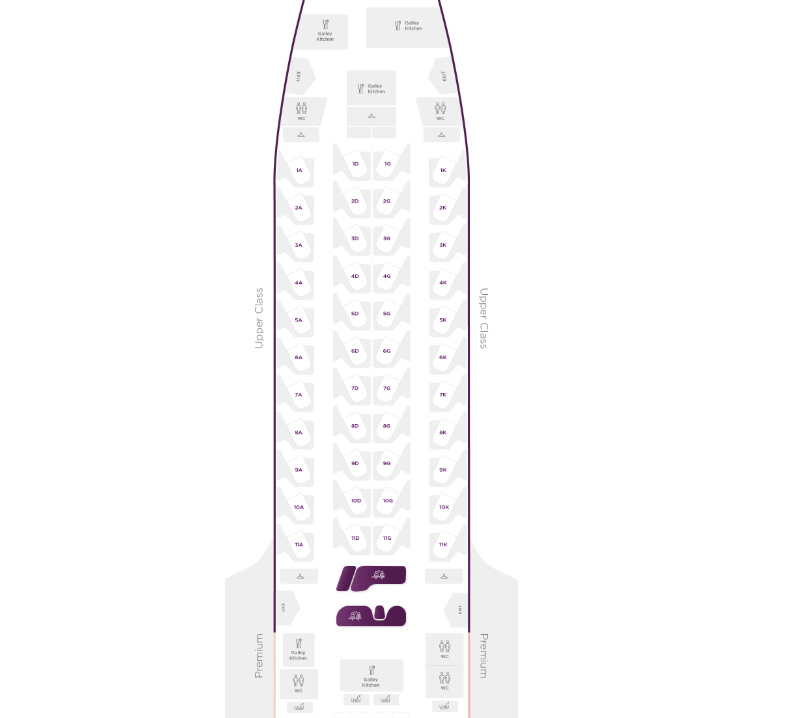 Virgin A350 upper class seat map