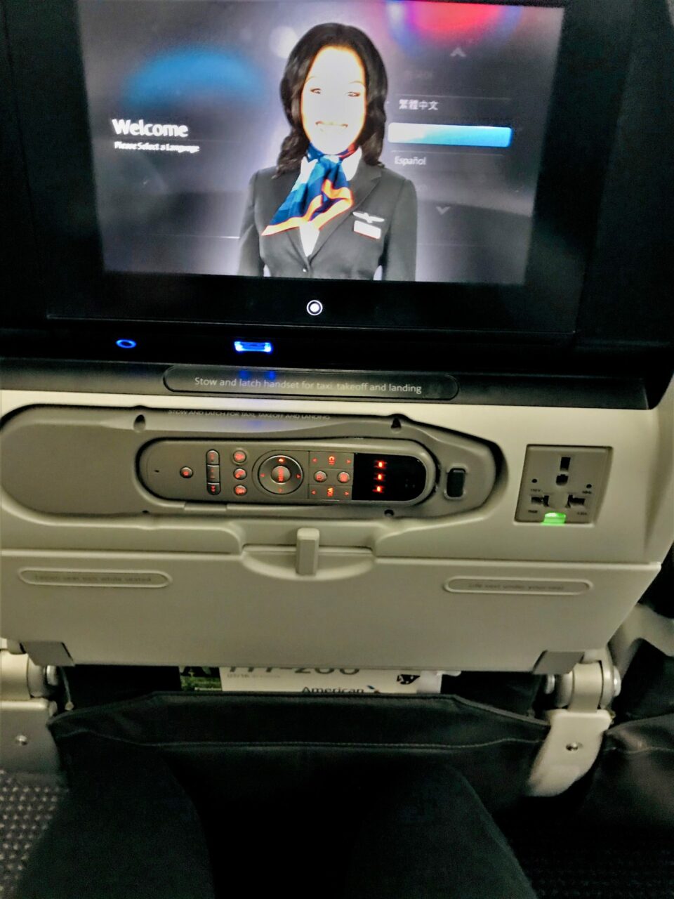 American Airlines economy class IFE Screen