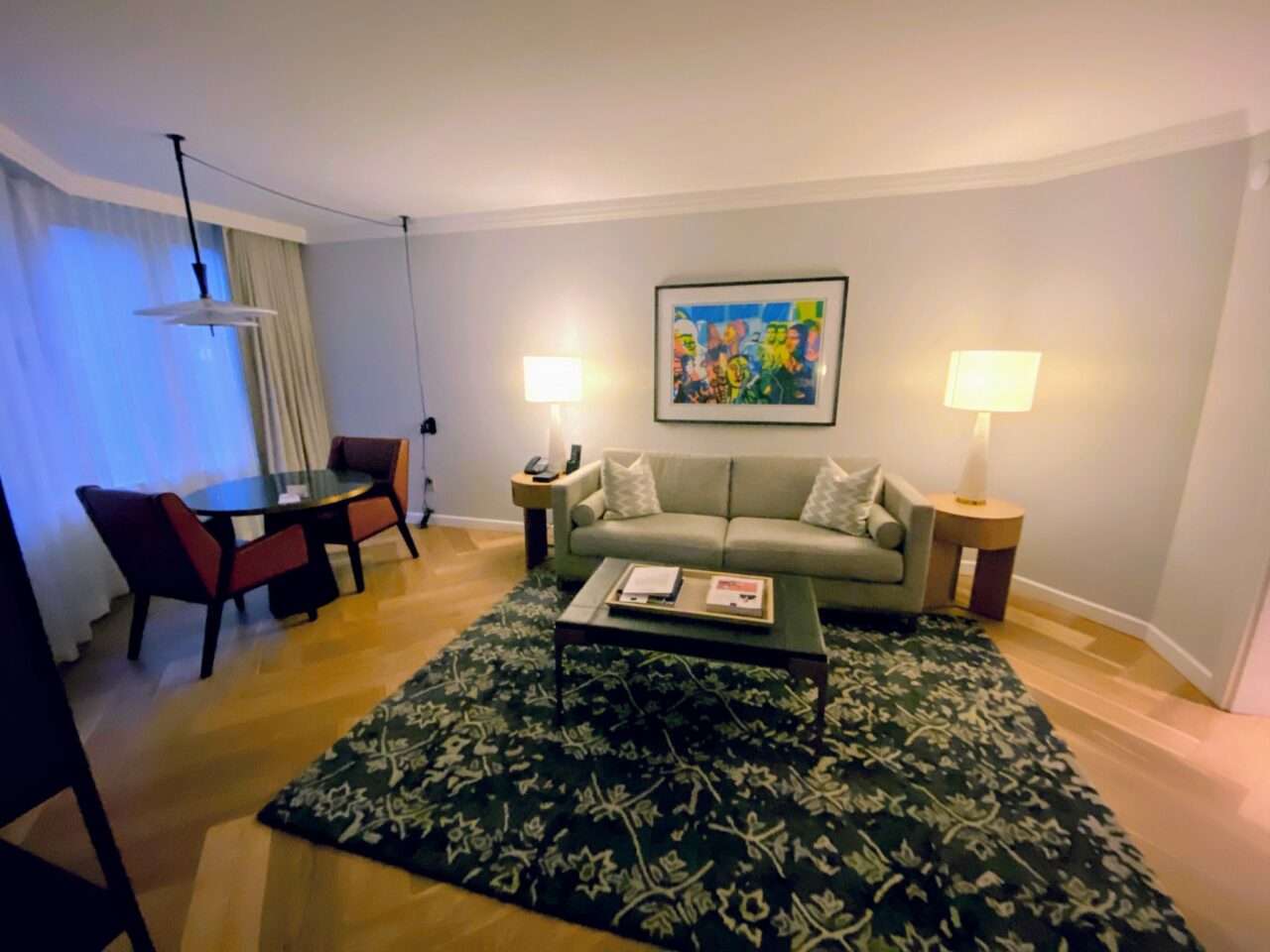 Conrad New York midtown living room one bedroom king suite