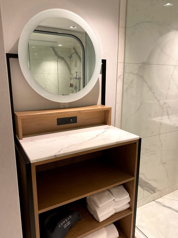 Conrad New York Midtown hotel bathroom mirror 