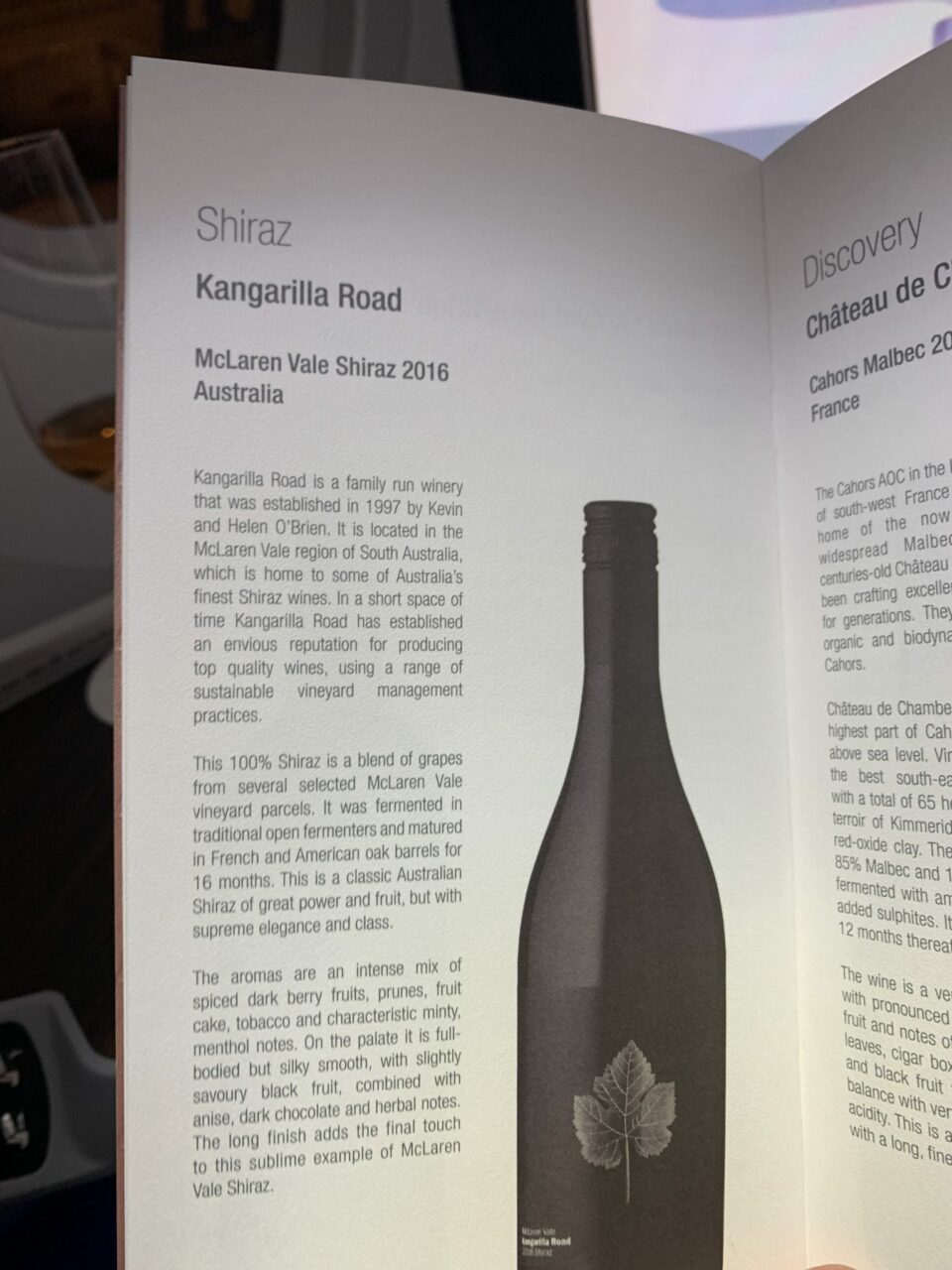 Qatar Airways QSuite B777 Alcohol Menu