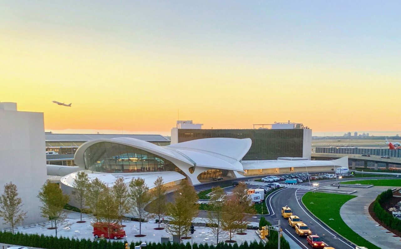 JFK and the TWA hotel at sunrise