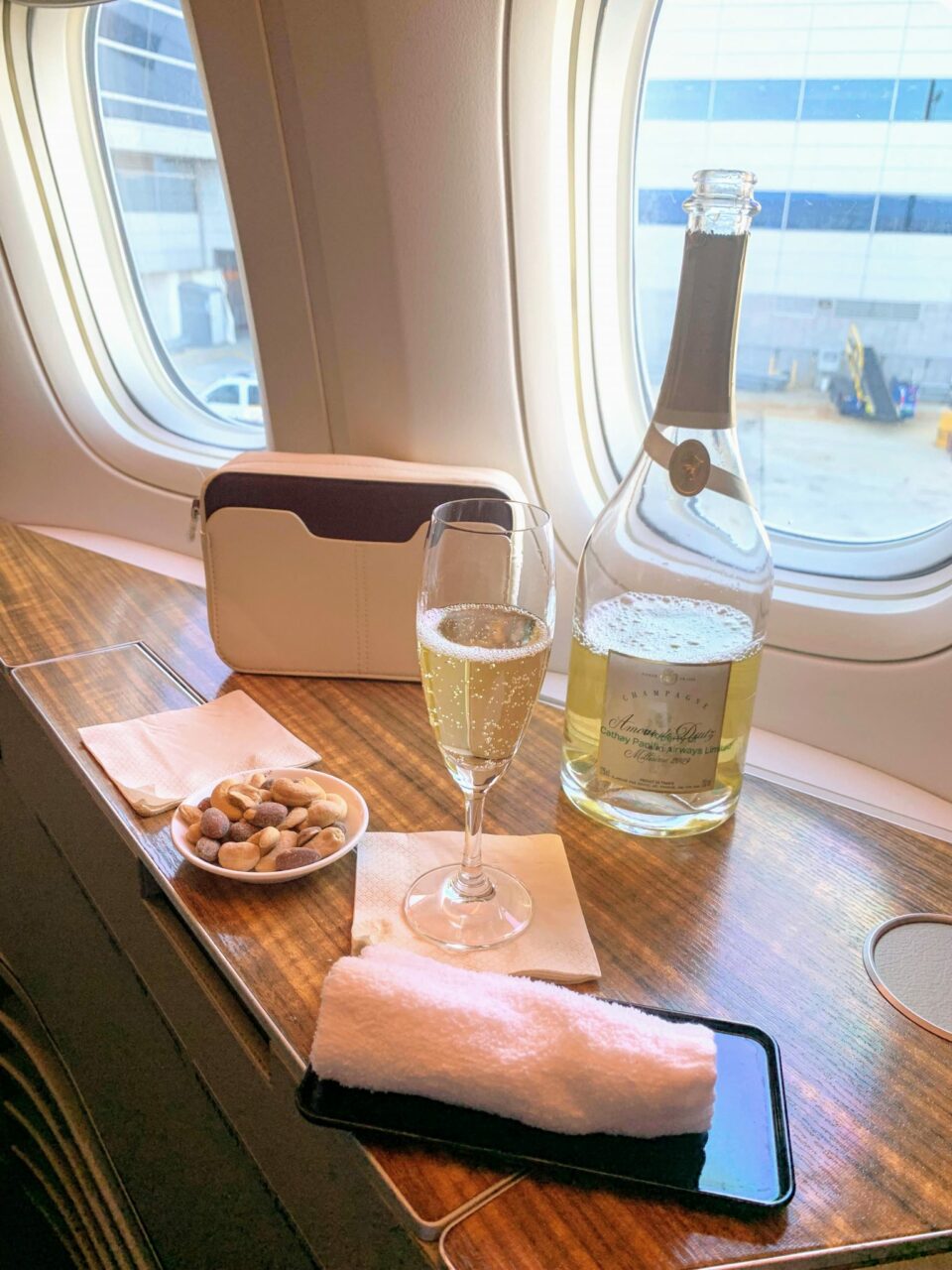 Cathay Pacific First Class champagne 