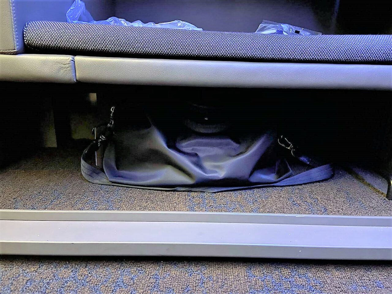 ANA First Class “The Suite” Under Ottoman Storage